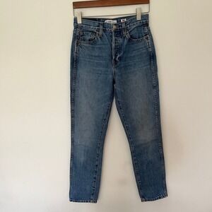 RE/DONE Originals High Rise Stove Pipe Jeans Medium Wash Button Fly Size 25